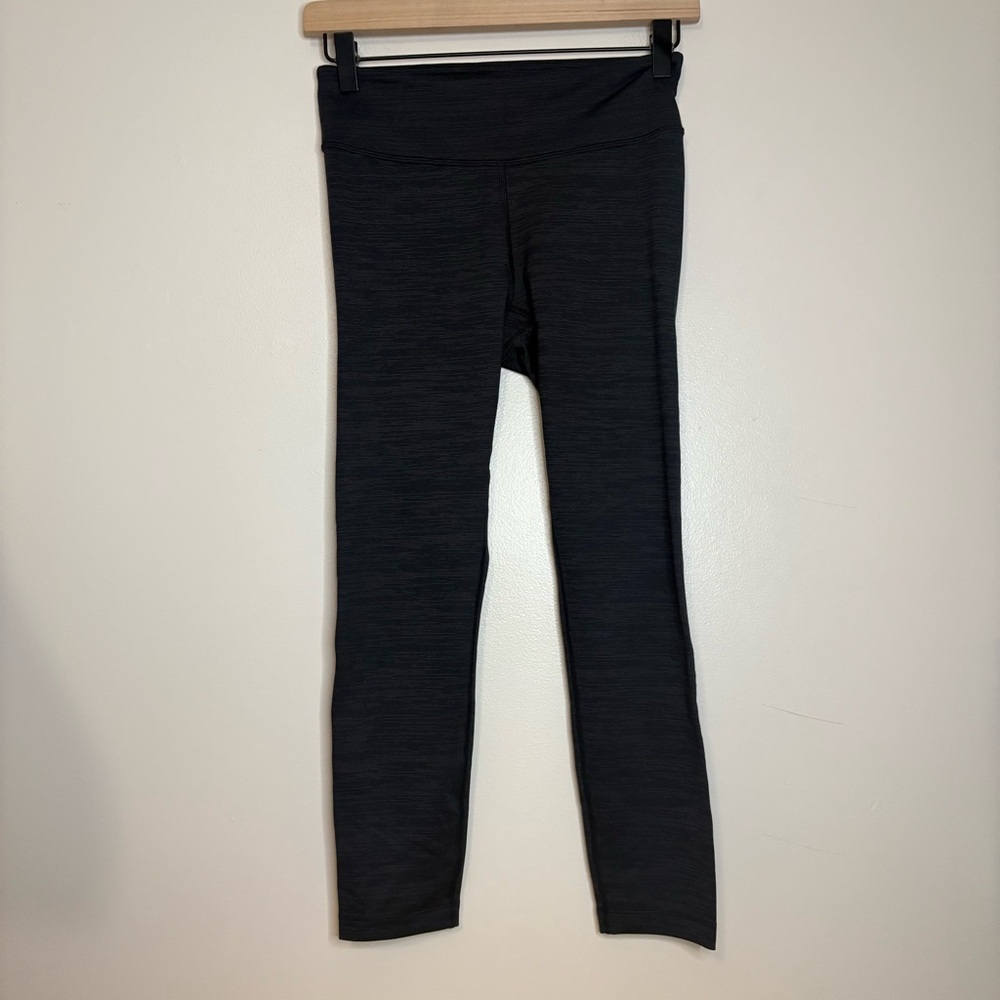 Outdoor Voices Leggings Size S Gray Black Striped Midi Rise‎ Stretch Activewear
